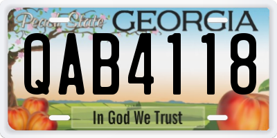 GA license plate QAB4118