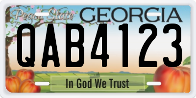 GA license plate QAB4123