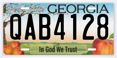GA license plate QAB4128