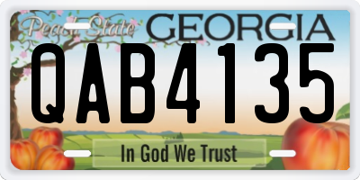GA license plate QAB4135