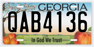 GA license plate QAB4136
