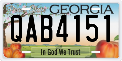 GA license plate QAB4151