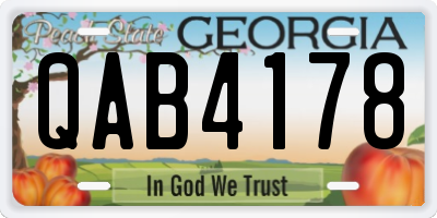 GA license plate QAB4178