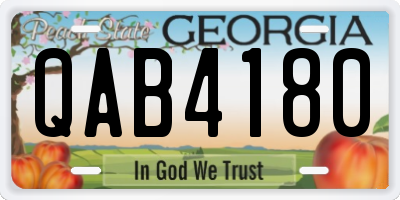 GA license plate QAB4180