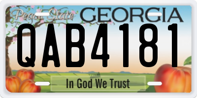 GA license plate QAB4181