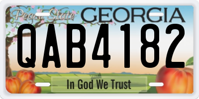 GA license plate QAB4182