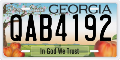 GA license plate QAB4192