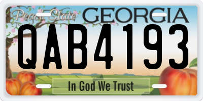 GA license plate QAB4193