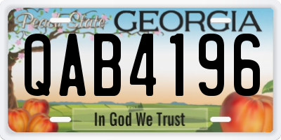 GA license plate QAB4196