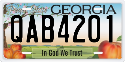 GA license plate QAB4201