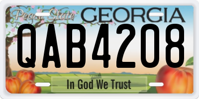 GA license plate QAB4208