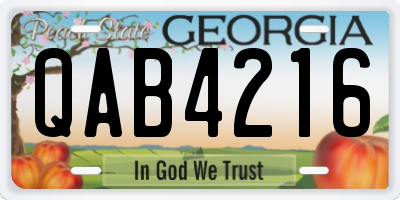 GA license plate QAB4216