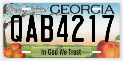 GA license plate QAB4217