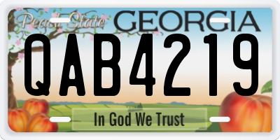 GA license plate QAB4219