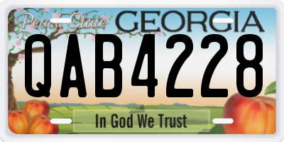 GA license plate QAB4228