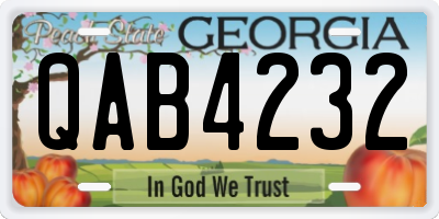 GA license plate QAB4232