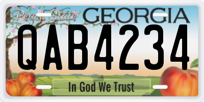 GA license plate QAB4234