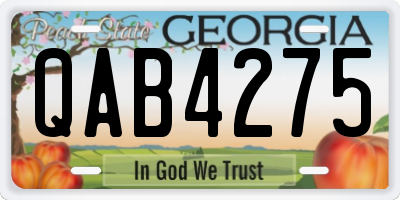 GA license plate QAB4275