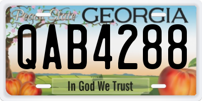 GA license plate QAB4288