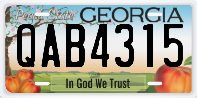 GA license plate QAB4315