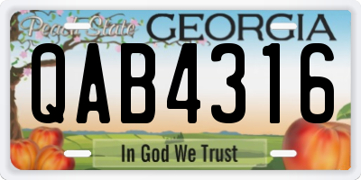 GA license plate QAB4316