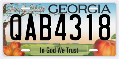 GA license plate QAB4318