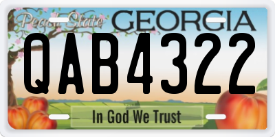 GA license plate QAB4322
