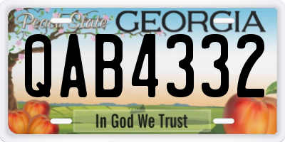 GA license plate QAB4332