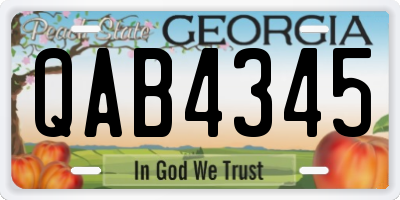 GA license plate QAB4345