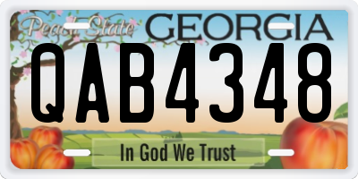GA license plate QAB4348