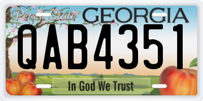 GA license plate QAB4351