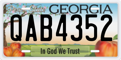GA license plate QAB4352