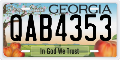 GA license plate QAB4353