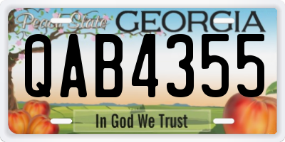 GA license plate QAB4355