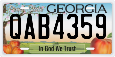 GA license plate QAB4359