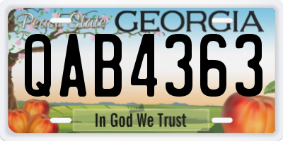 GA license plate QAB4363
