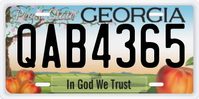 GA license plate QAB4365