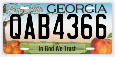 GA license plate QAB4366