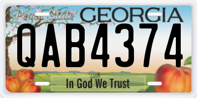 GA license plate QAB4374