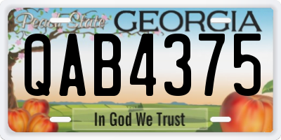 GA license plate QAB4375