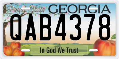GA license plate QAB4378