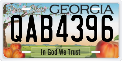 GA license plate QAB4396