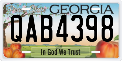 GA license plate QAB4398