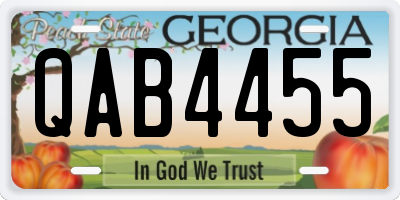 GA license plate QAB4455