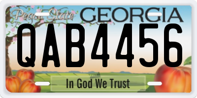 GA license plate QAB4456