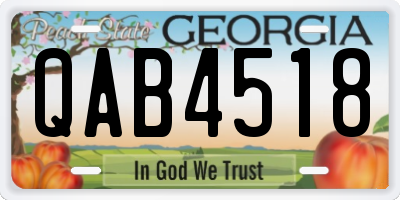 GA license plate QAB4518