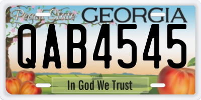 GA license plate QAB4545
