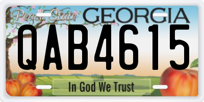GA license plate QAB4615