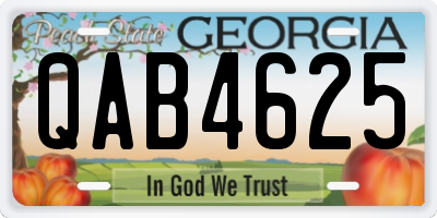 GA license plate QAB4625