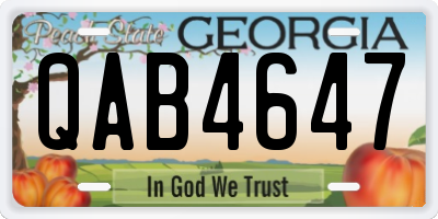 GA license plate QAB4647